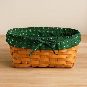 Longaberger Heritage Green Basket Liner with Ties Vintage Fabric Cottagecore